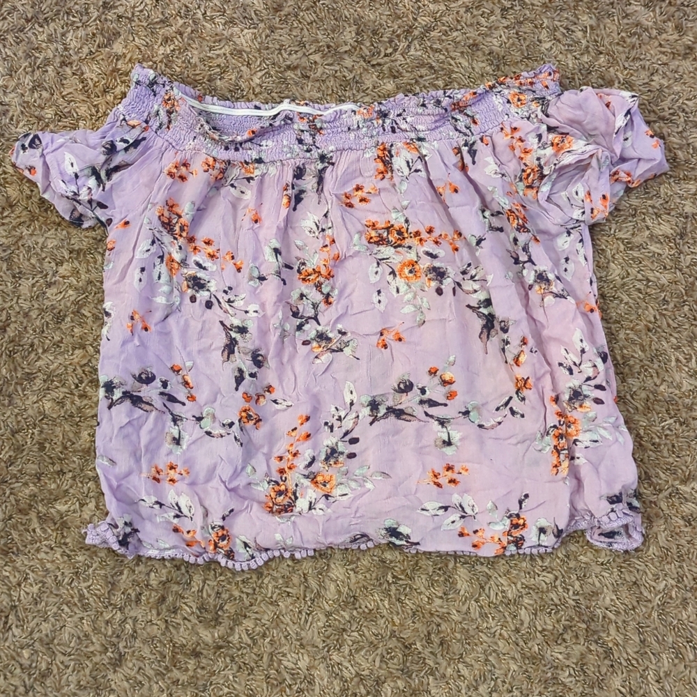 [ Junior's Small ] Lilac Purple Floral Shirt – Rewind